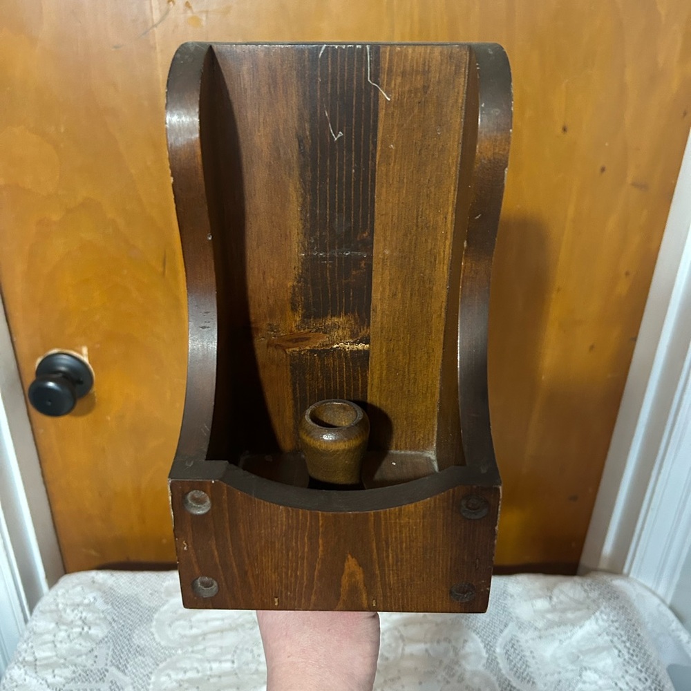 Vintage Wood Wall Candle Holder Colonial Primitive Sconce